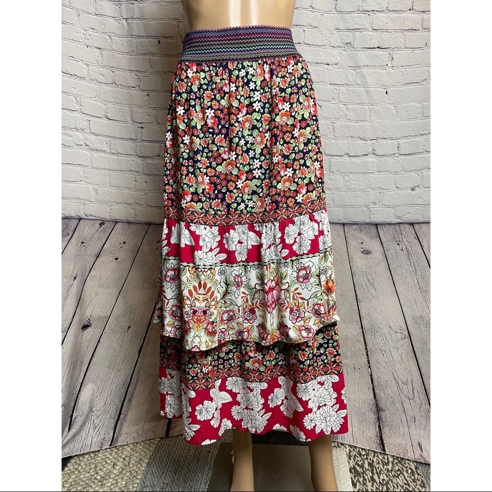 NWT New Rafaella Floral Ruffles Skirt Size 8 M